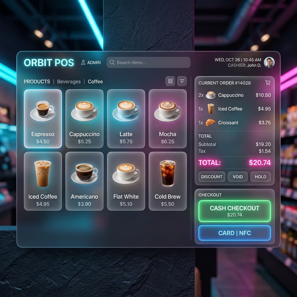 WMSBIZ Touchscreen POS Register checkout till interface