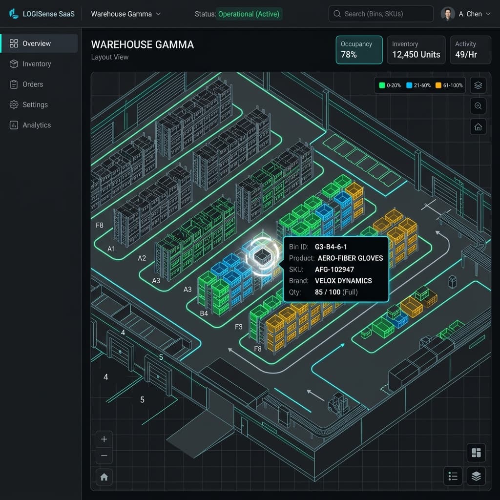 WMSBIZ Interactive 2D Warehouse Live Floor Plan Map